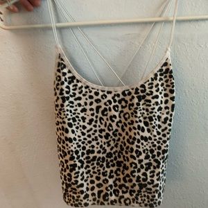 A white cheetah print tank top